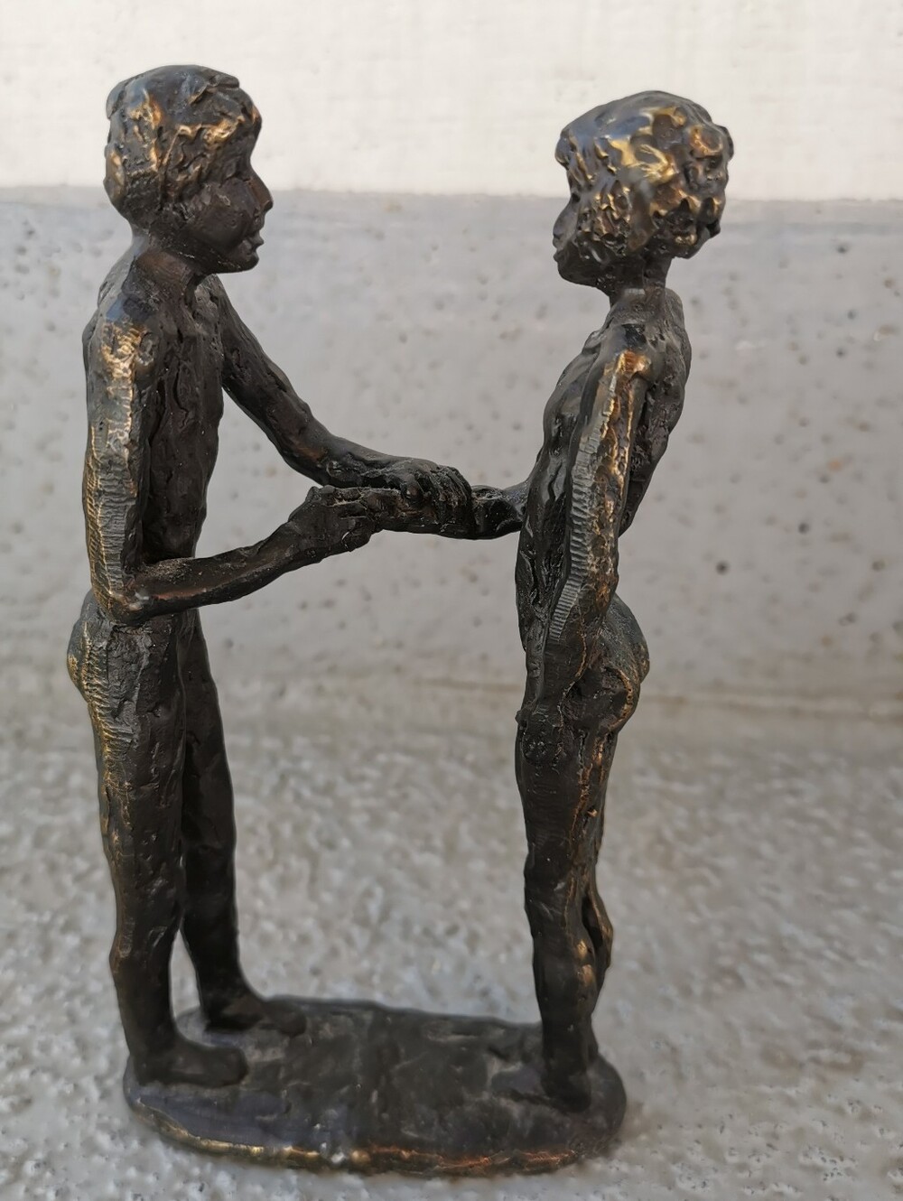 Vintage Dutch Bronze Sculpture "The Encounter" by Astrid Veldhuyzen-Koppen